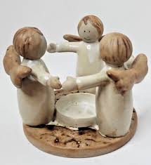 Three Angels Holding Hands in a Circle Candle Holder Glazed ...