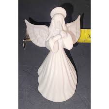 Taper Candle Ring White Ceramic Bisque Standing Angel Statue Figurine w/Flute | eBay
