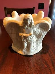 VERY UNIQUE - DETAILED CERAMIC BISQUE ANGEL CANDLE HOLDER ...