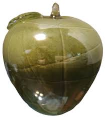 Hand Blown Art Glass Apple Green Granny Smith Lines Paperweight Mid Century | eBay