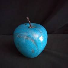 Blue Apple Paperweight Marble Alabaster Stone 3 1/2” Teacher ...