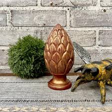 Artichoke Finial Decor: Brown & Gold Shelf Ornament - Etsy