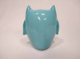 5" Ceramic Blue Owl with White Heart Face | eBay