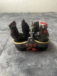Vintage Rooster/Hen With Holder Salter & Pepper Shakers | eBay