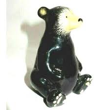 Black Bear Salt Shaker Tan Face Paws Ceramic Rubber Stopper ...