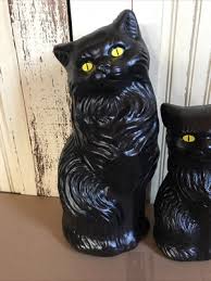 Blow Mold Plastic Halloween Black Cats Decoration Bank Scary ...