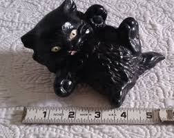Vintage Ceramic Black Cat Figurine - Etsy