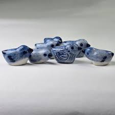 7 Vintage Delft Holland Blue White Birds Figurine Animal Porcelain Statue .75" | eBay