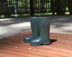 Miniature Pair of Green Boots, Dollhouse Wellington Boots, Fairy Garden Boots - Etsy