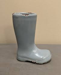 Creative Co-op Shoe Boot Vase Planter Light Blue Gray Distressed Finish | eBay