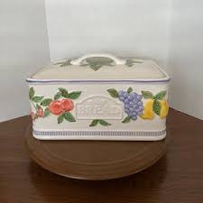 Vintage 1996 Ceramic Berries and Fruit Bread Box by ...