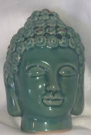 Ceramic zen Buddha head statue incense satchel holes holder green figurine- 4 | eBay