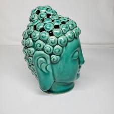 Ceramic Buddha Head Statue Figurine Potpourri Sachet Holder Green Scent | eBay Australia
