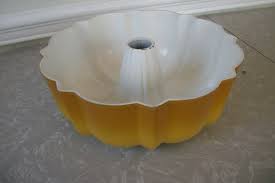 Buy Vintage Bundt Brand Fluted Tube Pan Yellow and White ...