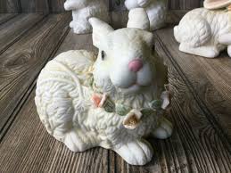 Set of 4 K's Collection Porcelain Bunny Rabbits with Flower Garland Collars | eBay