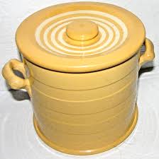Antique Primitive Yellow Ware Canister Lidded Cookie Jar Kitchen Crock Vtg 6" | eBay
