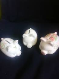 Porcelain piggy banks (Lot of 3) with coin slot on top | eBay