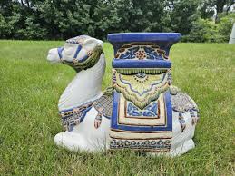 Vintage Pier 1 Ceramic Mosaic Camel Garden Stool Plant Stand ...