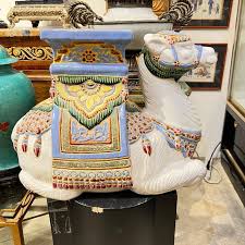 Polychrome Glazed Majolica Camel Sculpture / Plant Stand ...