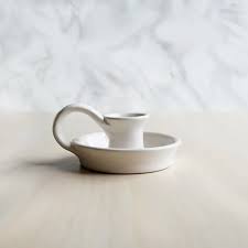 Ceramic Candle Holder with Handle in White | Stuck in the ...