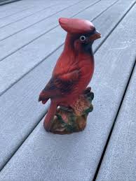 VINTAGE Hand Painted Red Cardinal Ceramic figurine 8 inch ...