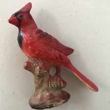 Vintage MCM Bird Figurine Plastic Cardinal Red Mini ...
