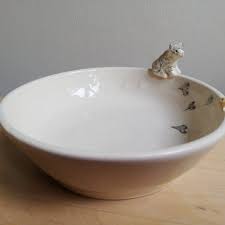 Handmade ceramic cat bowl with tiny tabby cat f... - Folksy