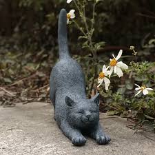 realistic cat stretching statue handmade yoga cat statue - Temu