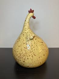 Vintage Ceramic Art Studio Speckled Chickens Hens Figurine Yellow | eBay