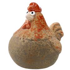 Chicken Figurine Earthen Ceramic, small