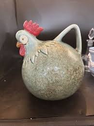 Green Glazed Ceramic Rooster Hen Ball Form Pitcher 7x8 In | eBay