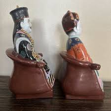 2x Antique Hand Painted Porcelain Chinese Emperor and ...