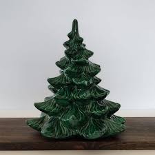 Vintage Hand Painted Large Heavy Green Ceramic Christmas ...