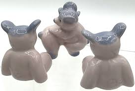 Vintage Lot of 3 Porcelain Pink & Blue Teddy Bears Marked Occupied Japan | eBay