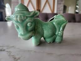 Antique Green Cow Planter / Flower Pot - 000045 | eBay