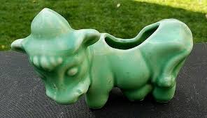 Vintage Light Green Pottery Cow Planter ~ 6" Long x 2½" Wide x 4" Tall | eBay