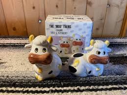 The Moo Twins Vintage Ceramic Holstein Cows Salt And Pepper Shakers | eBay