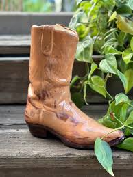 Hand Painted Ceramic Cowboy Boot Vase | Southwestern Desert ...