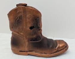 Bronzed Childs Cowboy Boot, Mid Century - Etsy