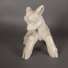 Art Deco Ceramic Suni Figurine by Ludwig König for Karlruher Majolika | Chairish