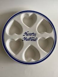 Vintage Stoneware Clay Design Heart Shaped Muffin Dish Blue/White | eBay