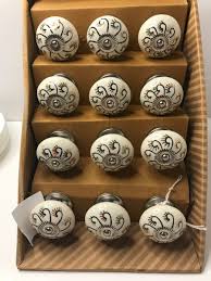 Casa Decor 12 Ceramic Drawer Door Knobs Floral Bone White ...