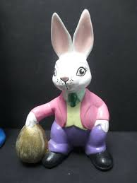 Vintage Easter Decor Lot of 2 Ceramic Easter Bunny Rabbits 1970s Handpainted | eBay