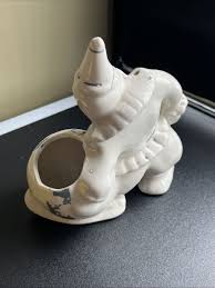 Vintage White Clown w Ball Planter Unknown Maker Vase ...