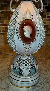 Vintage ITALY Porcelain Urn Lamp,Pink/cream W/Gold Trim, Portrait open weave | eBay