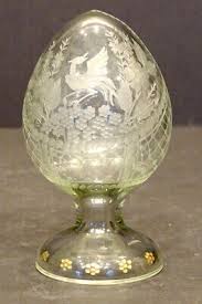 STUNNING! Antique ETCHED CRYSTAL Wheel Cut GLASS EASTER EGG on Stand RUSSIAN? | eBay
