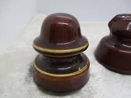 3 Vintage Brown Glazed Pottery/Ceramic Telephone/Electrical ...