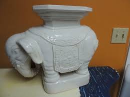 Vintage Elephant 15"x18" Stoneware/ Ceramic Garden Stool Side Table Plant Mudman | eBay