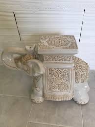 White Midcentury Ceramic Elephant Side Table, or Planter at 1stDibs | ceramic elephant table, white ceramic elephant side table, elephant end tables ceramic