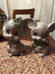 Vintage Ceramic Mice w/Big Eyes 6.5" & 5.5" | eBay